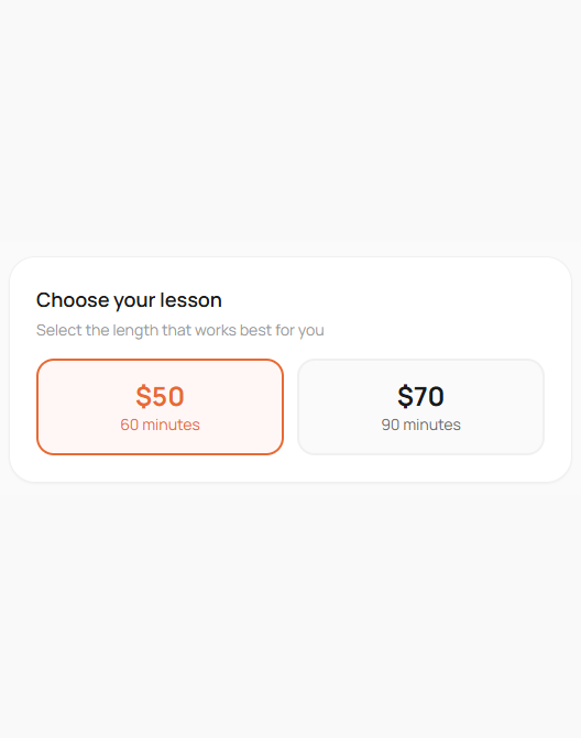 Choose lesson length and pricing